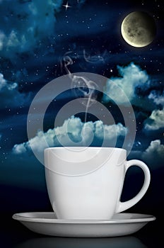 Steaming Coffee Under Moonlight