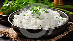 steaming cooked rice white