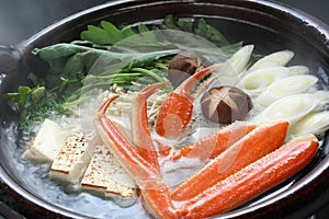 Steaming crab nabemono , japanese steamboat dish