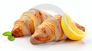 Steaming Croissant Bread With Lemon Jam Closeup photo