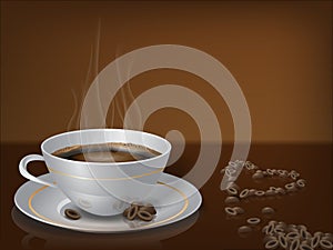 Steaming cup of coffee photo