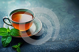 Vodě pohár z bylinný čaj čerstvý bazalka listy 