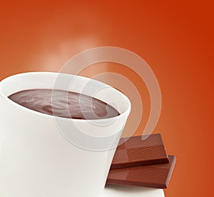 Steaming cup of hot chocolate