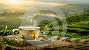 The steaming cup of tea.AI generated image