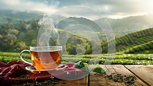 The steaming cup of tea..AI generated image