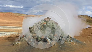 Steaming fumaroles Hverir in Iceland