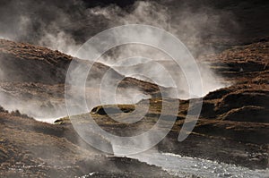 Steaming geothermal hot water, Iceland