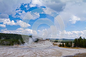 Steaming Geyser - Geothermal Vent in Yellowstone National Park