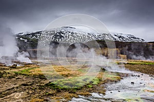 Steaming Geysir in Iceland