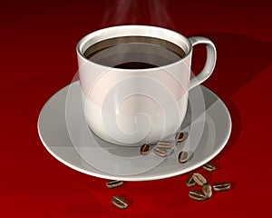 Steaming hot coffee