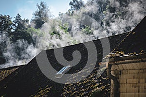 Steaming house roofs