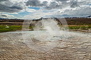 Steaming springs and fumaroles in Hveravellir, Iceland