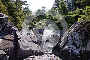 Steaming thermal waters at Hot Springs Cove near Tofino, Canada