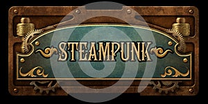 Steampunk aged metal vintage look plate