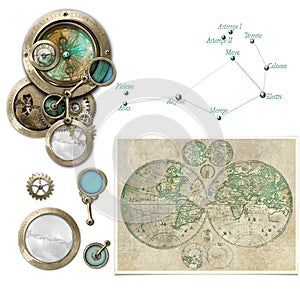 Steampunk astrology/compass devices selection