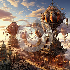 Steampunk Balloon Festival: A Mesmerizing Scene of Industrial Marvels and Victorian Elegance