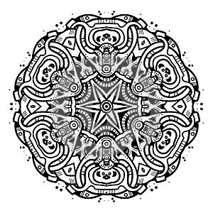 Steampunk black mandala for coloring book