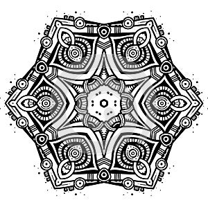 Steampunk black mandala for coloring book