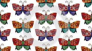 Steampunk butterfly seamless pattern