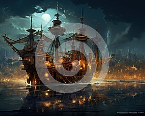 The steampunk city created eith.
