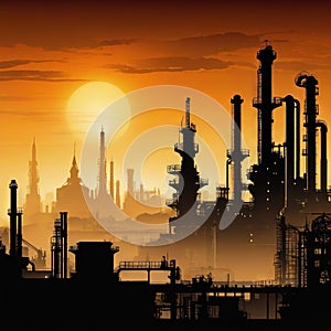 Steampunk city industrial cityscape background