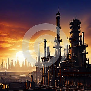 Steampunk city industrial cityscape background