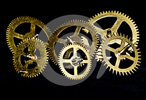 Steampunk Clock Cogs on Black Background
