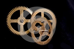 Steampunk Clock Cogs on Black Background