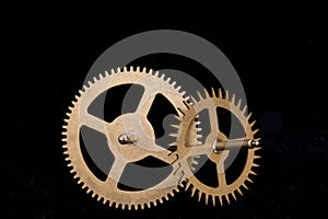 Steampunk Clock Cogs on Black Background