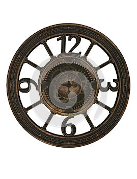 Steampunk clock and gear