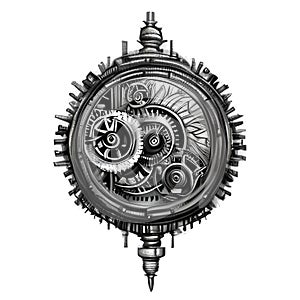 Steampunk clockwork universe. Generative AI.