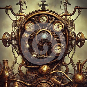 Steampunk Compass Clock Face