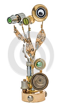 Steampunk device. Steel and bronze parts