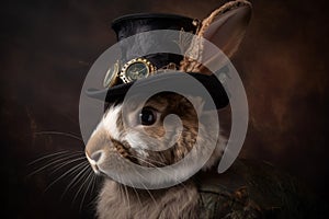 Steampunk Easter rabbit. Generate ai
