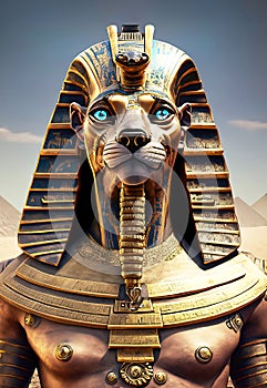 Steampunk Egypt Pharaoh, God, Lion