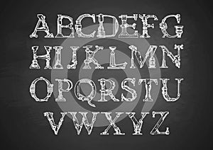 Steampunk font on blackboard