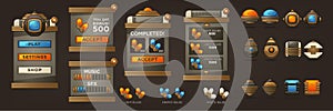 Steampunk Full Asset for your Mobile Game, retro futuristic mechanical objects and UI collection