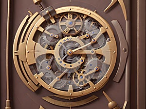 Steampunk gear clock, Generative AI Illustration