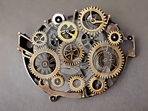 Steampunk gear clock, Generative AI Illustration