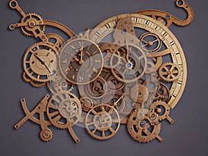 Steampunk gear clock, Generative AI Illustration