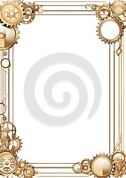 Steampunk Gear Frame border on white background