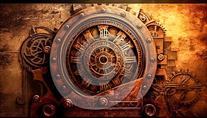 Steampunk gear wheels background. Generative AI