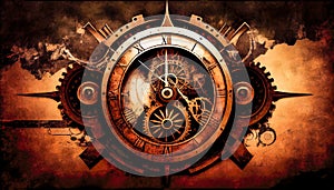 Steampunk gear wheels background. Generative AI