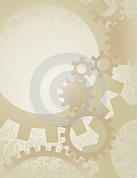 Steampunk Gears Background on Parchment