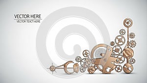 Steampunk Gears and Cogs Corner Border Design Element