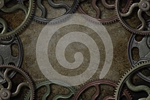 Steampunk Gears Frame Background