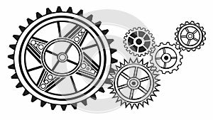 Steampunk Gears Set, Industrial Mechanical Elements, vector design Generative AI