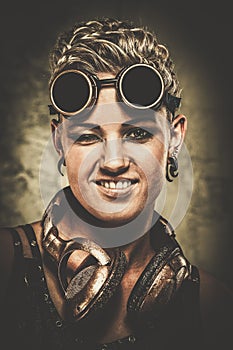 Steampunk girl with googles photo