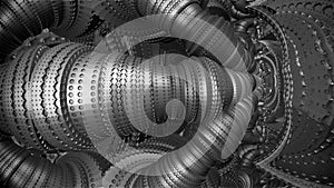 Steampunk Glam Piston and Gears Black and White Animation