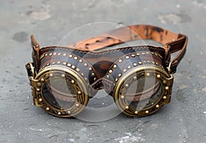 Steampunk Goggles with Leather and Brass Accents